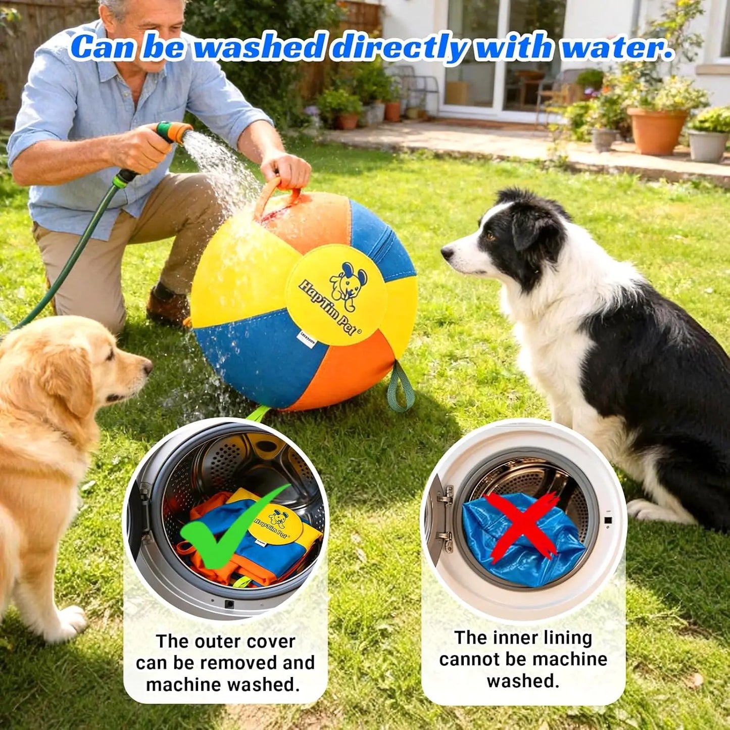 Hap Tim Interactive Herding Ball for Dogs - Durable Outdoor Training Toy for Medium to Large Breeds, Including Corgis, Australian Shepherds, Cattle Dogs, and Border Collies (Not Suitable for Aggressive Chewers)