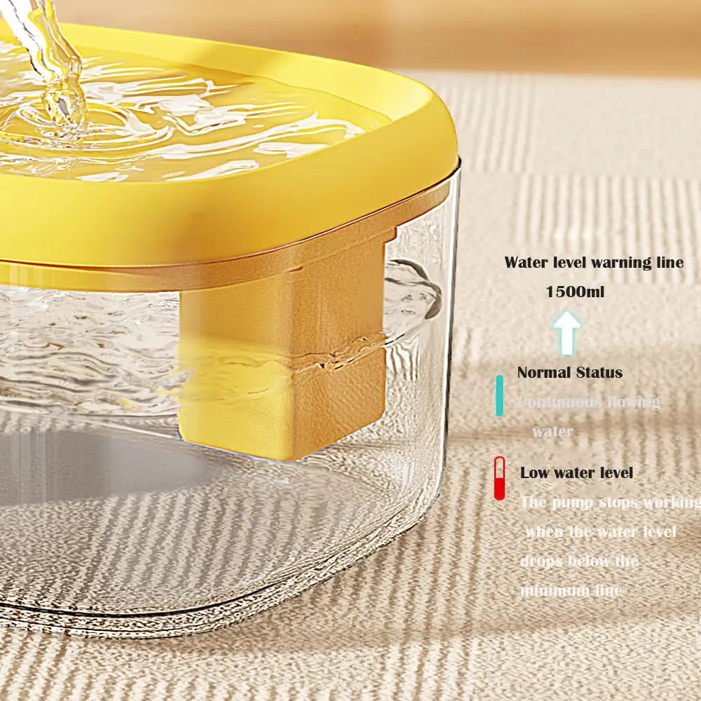 1.5L Automatic USB Cat Water Fountain with Filter - Transparent Gray Circulating Fresh Water Dispenser for Cats and Small Dogs