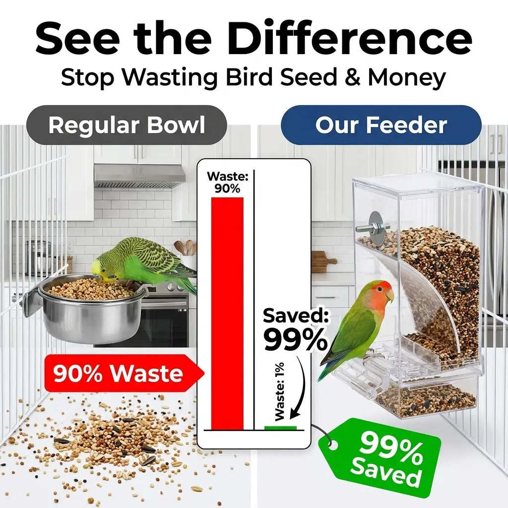 Enhanced Automatic Bird Feeder for Parrots, Cockatoos, and Canaries - Transparent Acrylic Food Dispenser, Durable and User-Friendly Feeding Station