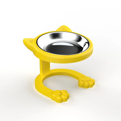 Elevated Tilted Cat Bowl - 316 Stainless Steel Raised Feeder with Anti-Slip Paw Stand, Whisker-Friendly Design, Easy to Clean Portable Feeding Dish for Senior Cats and Small Puppies