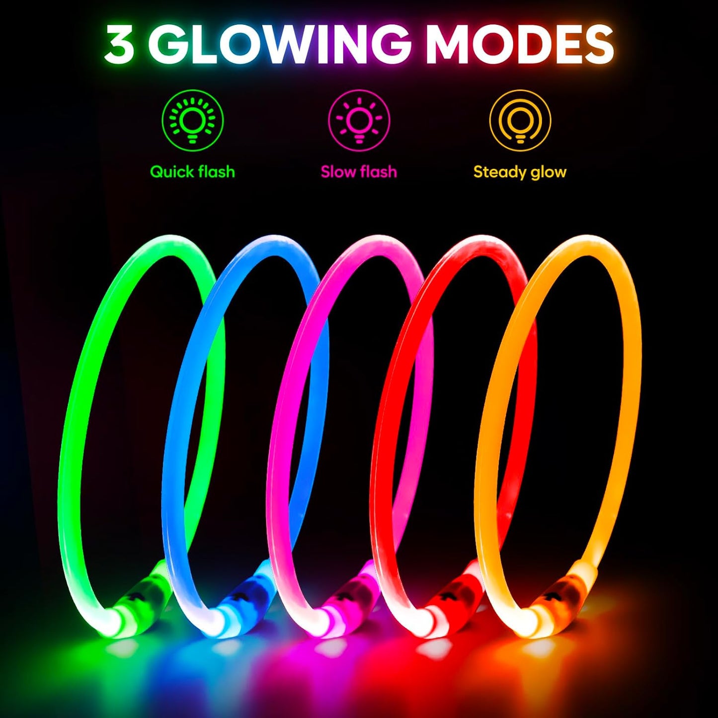 Rechargeable Waterproof LED Dog Collar - Adjustable Lighted Pet Collar for Small, Medium, and Large Dogs (Green)