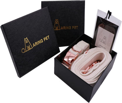 Premium Soft White Velvet Dog Collar and Leash Set, Adjustable Design for Comfort and Style