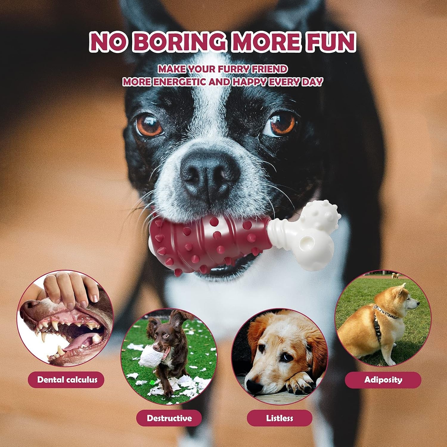 NA Durable Rubber Dental Chew Toy for Dogs - Nylon and Rubber Bone for Teething and Boredom Relief, Suitable for Large, Medium, and Small Puppies (Chicken Leg Design)