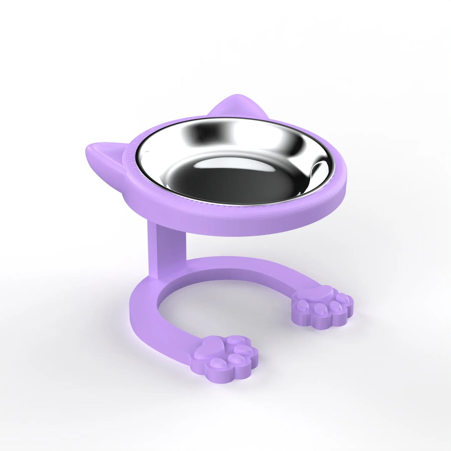 Elevated Tilted Cat Bowl - 316 Stainless Steel Raised Feeder with Anti-Slip Paw Stand, Whisker-Friendly Design, Easy to Clean Portable Feeding Dish for Senior Cats and Small Puppies