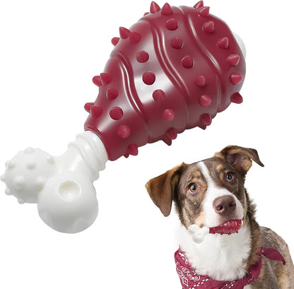 NA Durable Rubber Dental Chew Toy for Dogs - Nylon and Rubber Bone for Teething and Boredom Relief, Suitable for Large, Medium, and Small Puppies (Chicken Leg Design)