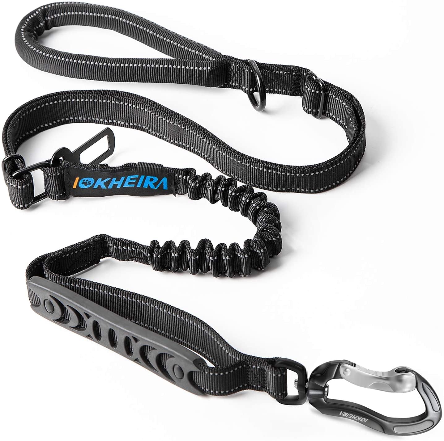 Heavy-Duty Multifunctional Tactical Dog Leash, 4-6 FT Bungee Lead with Car Seatbelt and Shock Absorption for Large and Medium Dogs