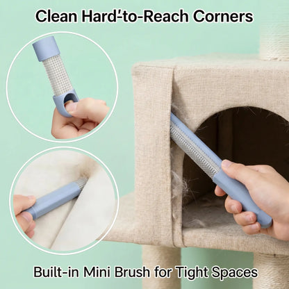Enhanced Pet Hair Removal Brush with Extended Handle, Versatile Lint Cleaning Tool for Furniture, Bedding, Clothing, and Vehicle Interiors