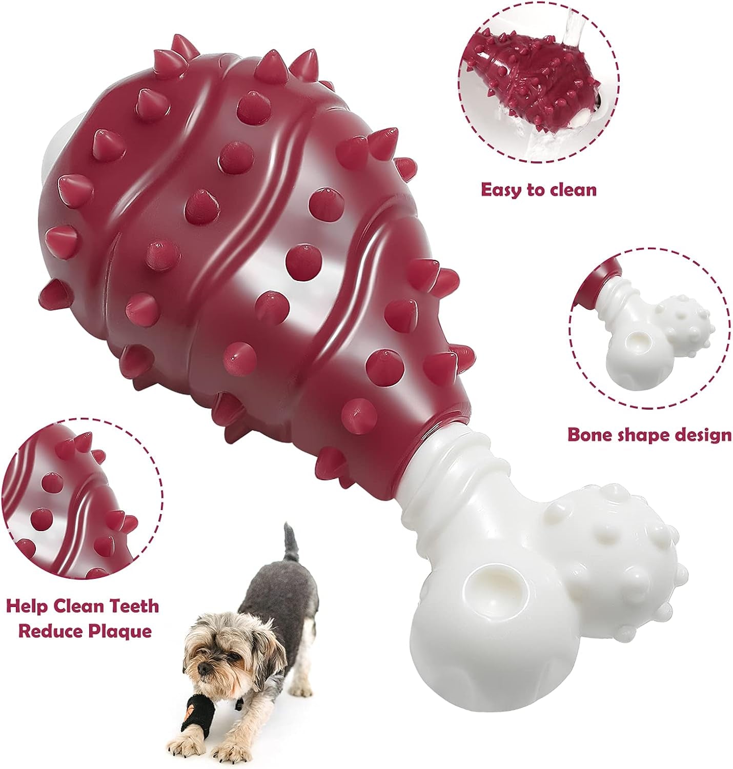 NA Durable Rubber Dental Chew Toy for Dogs - Nylon and Rubber Bone for Teething and Boredom Relief, Suitable for Large, Medium, and Small Puppies (Chicken Leg Design)