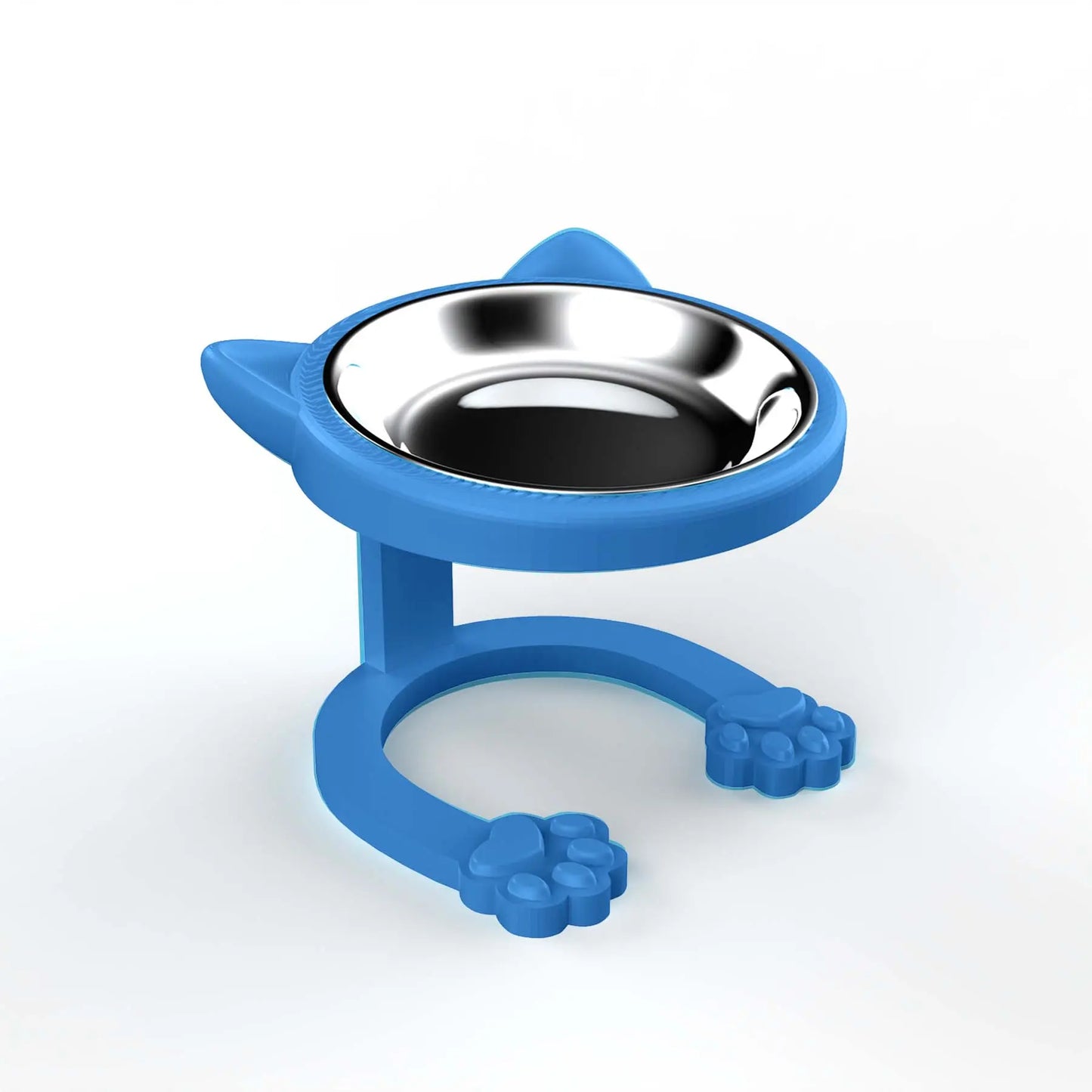 Elevated Tilted Cat Bowl - 316 Stainless Steel Raised Feeder with Anti-Slip Paw Stand, Whisker-Friendly Design, Easy to Clean Portable Feeding Dish for Senior Cats and Small Puppies