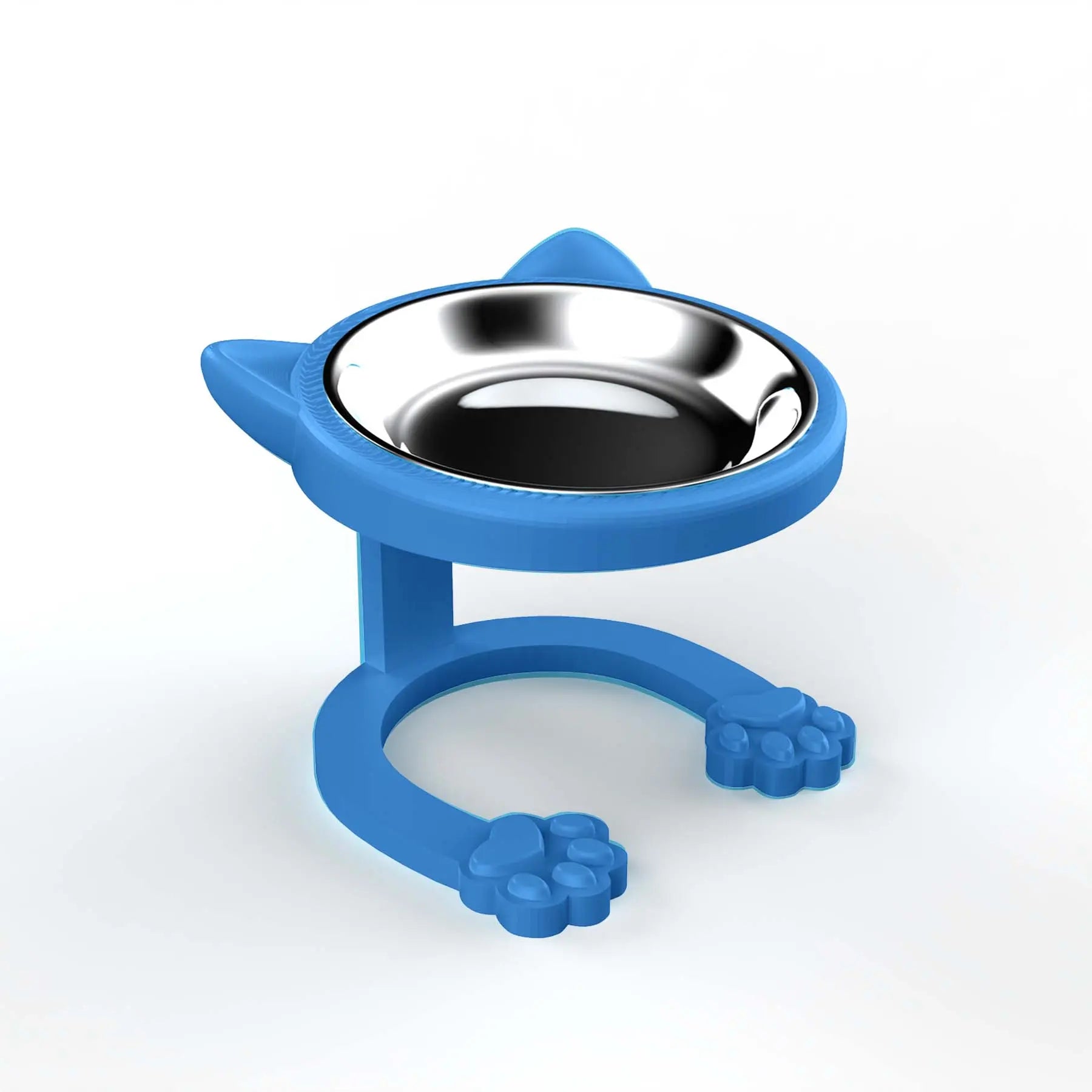 Elevated Tilted Cat Bowl - 316 Stainless Steel Raised Feeder with Anti-Slip Paw Stand, Whisker-Friendly Design, Easy to Clean Portable Feeding Dish for Senior Cats and Small Puppies
