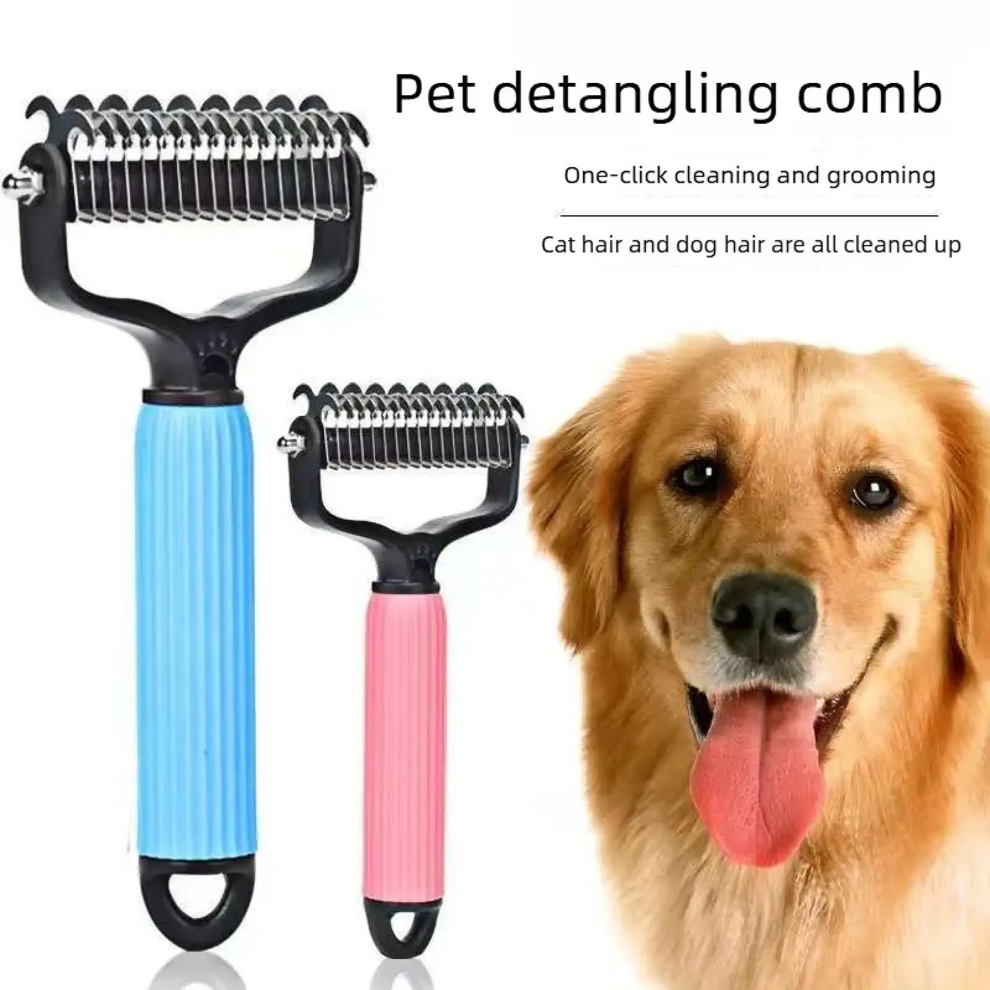 Professional Pet Grooming Tool - Universal Detangling Comb for Dogs with Stainless Steel Double-Sided Design for Effective Shedding and Matted Hair Management, Ideal for Daily Coat Maintenance.