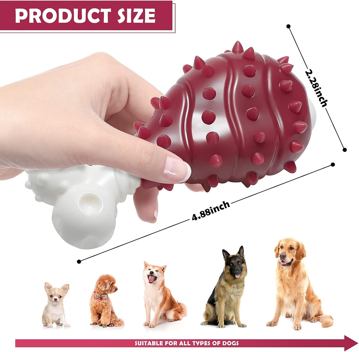 NA Durable Rubber Dental Chew Toy for Dogs - Nylon and Rubber Bone for Teething and Boredom Relief, Suitable for Large, Medium, and Small Puppies (Chicken Leg Design)