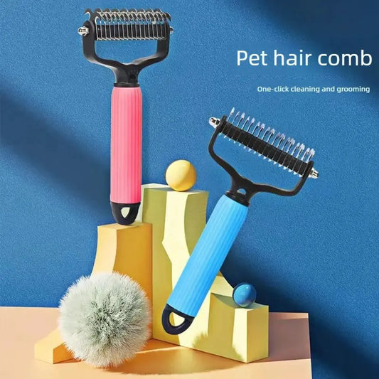 Professional Pet Grooming Tool - Universal Detangling Comb for Dogs with Stainless Steel Double-Sided Design for Effective Shedding and Matted Hair Management, Ideal for Daily Coat Maintenance.