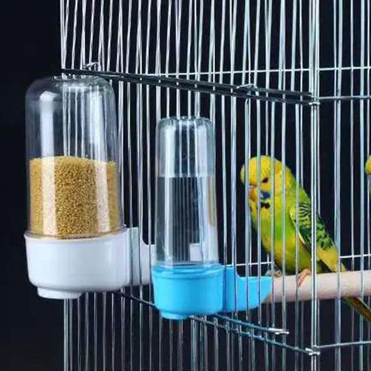 Set of 2 Plastic Bird Feeders and Water Dispensers for Parrots, Parakeets, Cockatiels, Conures, and Lovebirds - 100ml and 60ml Capacity, Easy to Use
