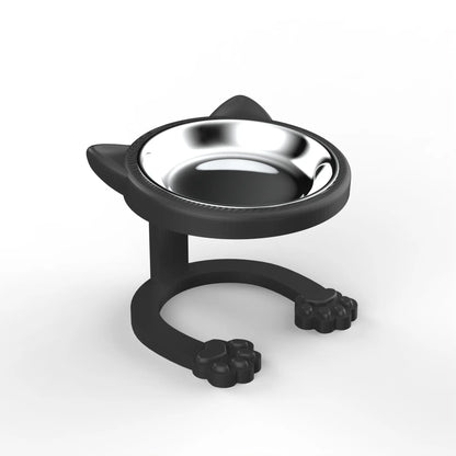 Elevated Tilted Cat Bowl - 316 Stainless Steel Raised Feeder with Anti-Slip Paw Stand, Whisker-Friendly Design, Easy to Clean Portable Feeding Dish for Senior Cats and Small Puppies