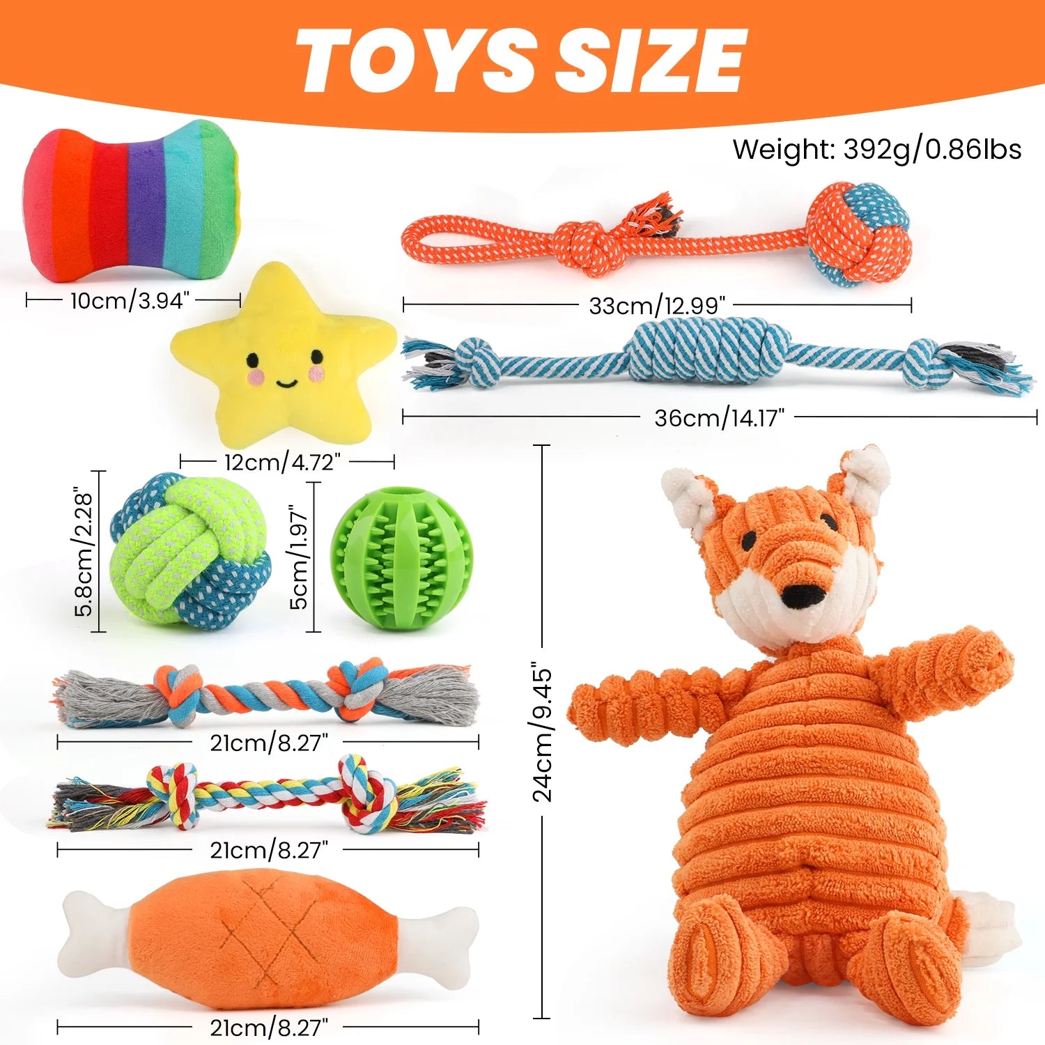 Small Dog Toy Set: 10-Pack of Plush Chew Toys, Squeaky Toys, Treat Balls, and Rope Toys for Teething and Training