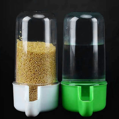 Set of 2 Plastic Bird Feeders and Water Dispensers for Parrots, Parakeets, Cockatiels, Conures, and Lovebirds - 100ml and 60ml Capacity, Easy to Use
