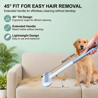 Enhanced Pet Hair Removal Brush with Extended Handle, Versatile Lint Cleaning Tool for Furniture, Bedding, Clothing, and Vehicle Interiors
