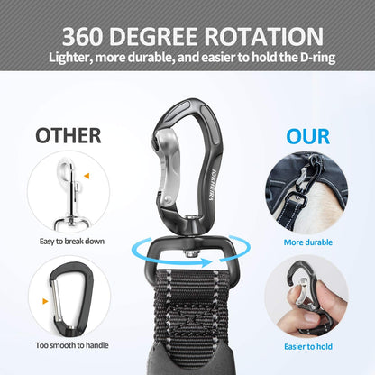 Heavy-Duty Multifunctional Tactical Dog Leash, 4-6 FT Bungee Lead with Car Seatbelt and Shock Absorption for Large and Medium Dogs