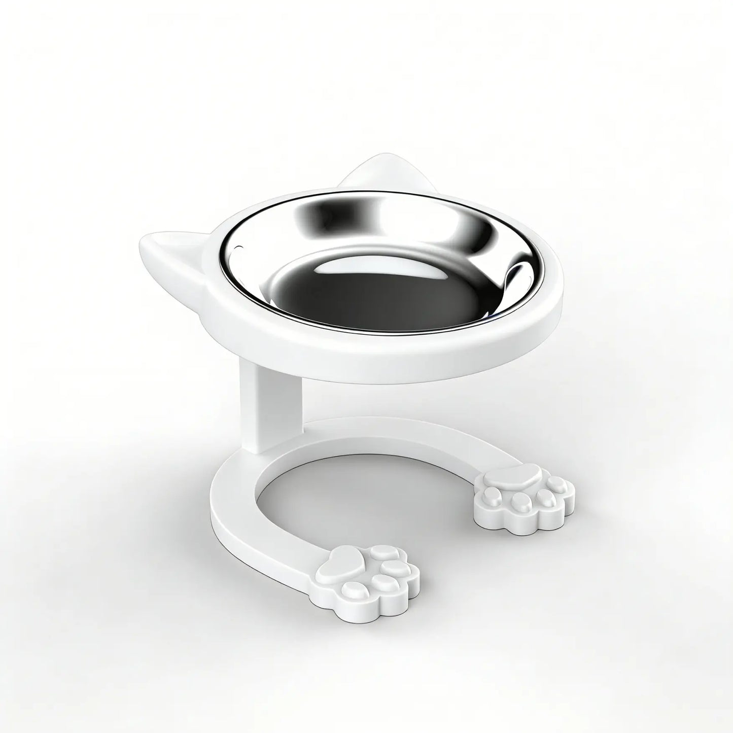 Elevated Tilted Cat Bowl - 316 Stainless Steel Raised Feeder with Anti-Slip Paw Stand, Whisker-Friendly Design, Easy to Clean Portable Feeding Dish for Senior Cats and Small Puppies