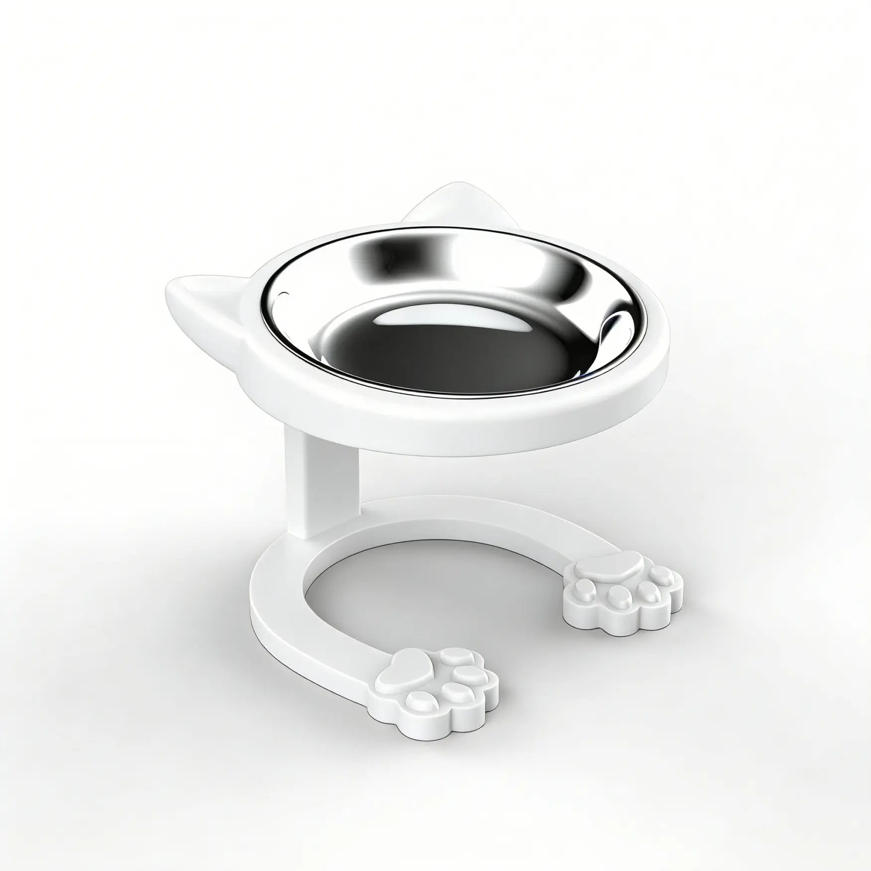 Elevated Tilted Cat Bowl - 316 Stainless Steel Raised Feeder with Anti-Slip Paw Stand, Whisker-Friendly Design, Easy to Clean Portable Feeding Dish for Senior Cats and Small Puppies