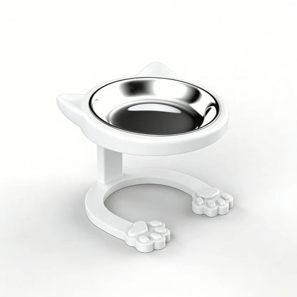 Elevated Tilted Cat Bowl - 316 Stainless Steel Raised Feeder with Anti-Slip Paw Stand, Whisker-Friendly Design, Easy to Clean Portable Feeding Dish for Senior Cats and Small Puppies