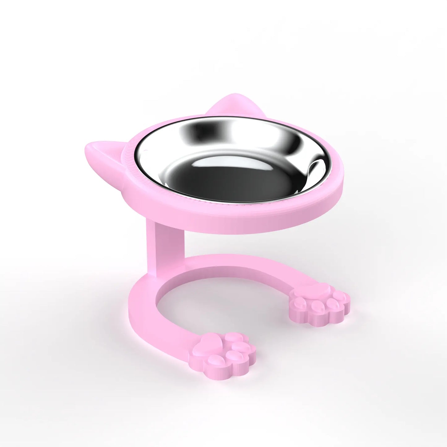 Elevated Tilted Cat Bowl - 316 Stainless Steel Raised Feeder with Anti-Slip Paw Stand, Whisker-Friendly Design, Easy to Clean Portable Feeding Dish for Senior Cats and Small Puppies