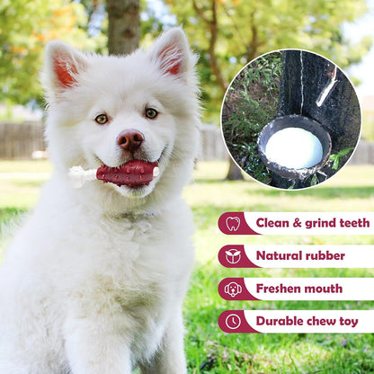 NA Durable Rubber Dental Chew Toy for Dogs - Nylon and Rubber Bone for Teething and Boredom Relief, Suitable for Large, Medium, and Small Puppies (Chicken Leg Design)