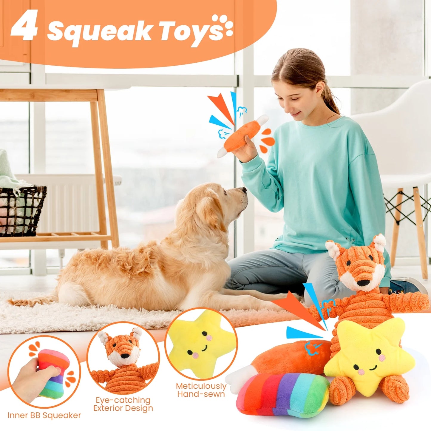 Small Dog Toy Set: 10-Pack of Plush Chew Toys, Squeaky Toys, Treat Balls, and Rope Toys for Teething and Training