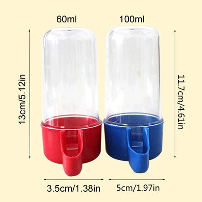 Set of 2 Plastic Bird Feeders and Water Dispensers for Parrots, Parakeets, Cockatiels, Conures, and Lovebirds - 100ml and 60ml Capacity, Easy to Use