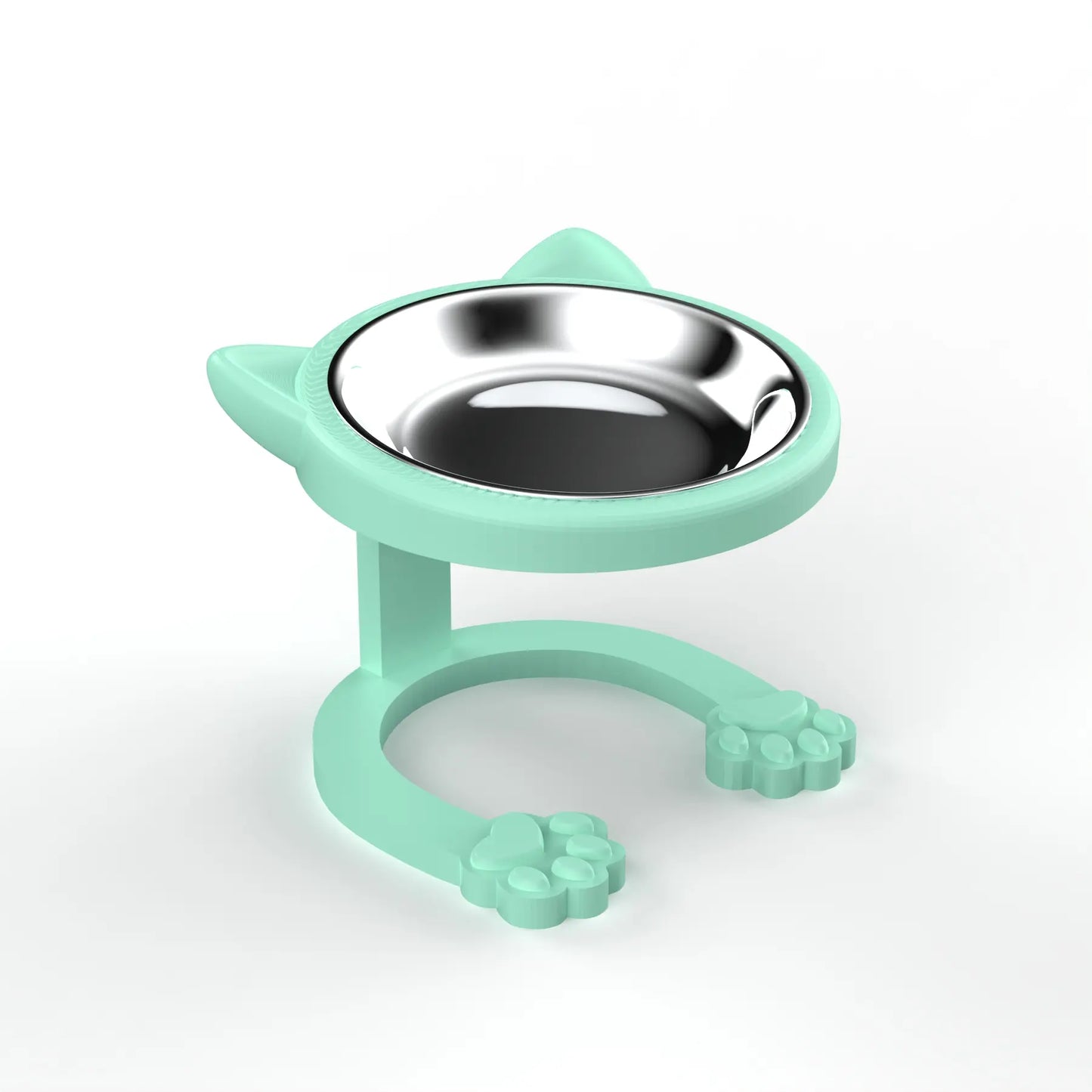 Elevated Tilted Cat Bowl - 316 Stainless Steel Raised Feeder with Anti-Slip Paw Stand, Whisker-Friendly Design, Easy to Clean Portable Feeding Dish for Senior Cats and Small Puppies