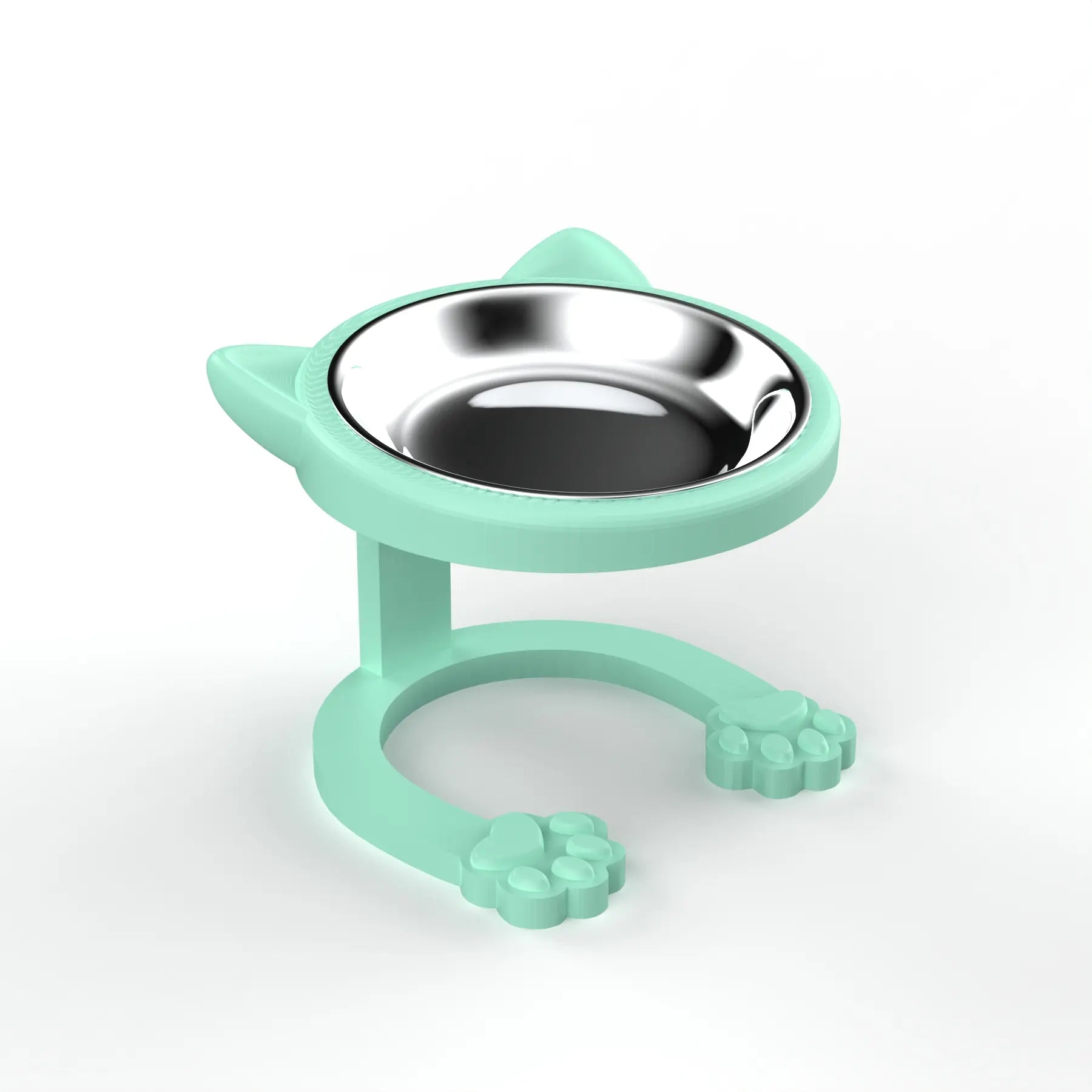 Elevated Tilted Cat Bowl - 316 Stainless Steel Raised Feeder with Anti-Slip Paw Stand, Whisker-Friendly Design, Easy to Clean Portable Feeding Dish for Senior Cats and Small Puppies