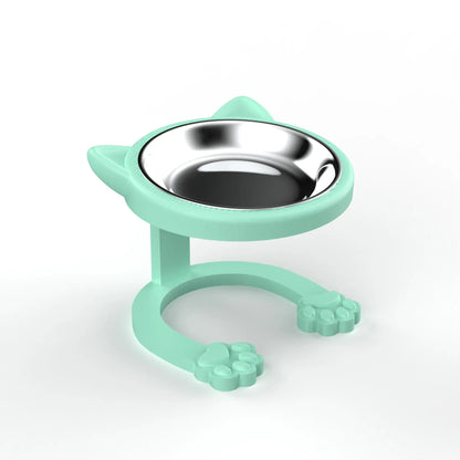 Elevated Tilted Cat Bowl - 316 Stainless Steel Raised Feeder with Anti-Slip Paw Stand, Whisker-Friendly Design, Easy to Clean Portable Feeding Dish for Senior Cats and Small Puppies