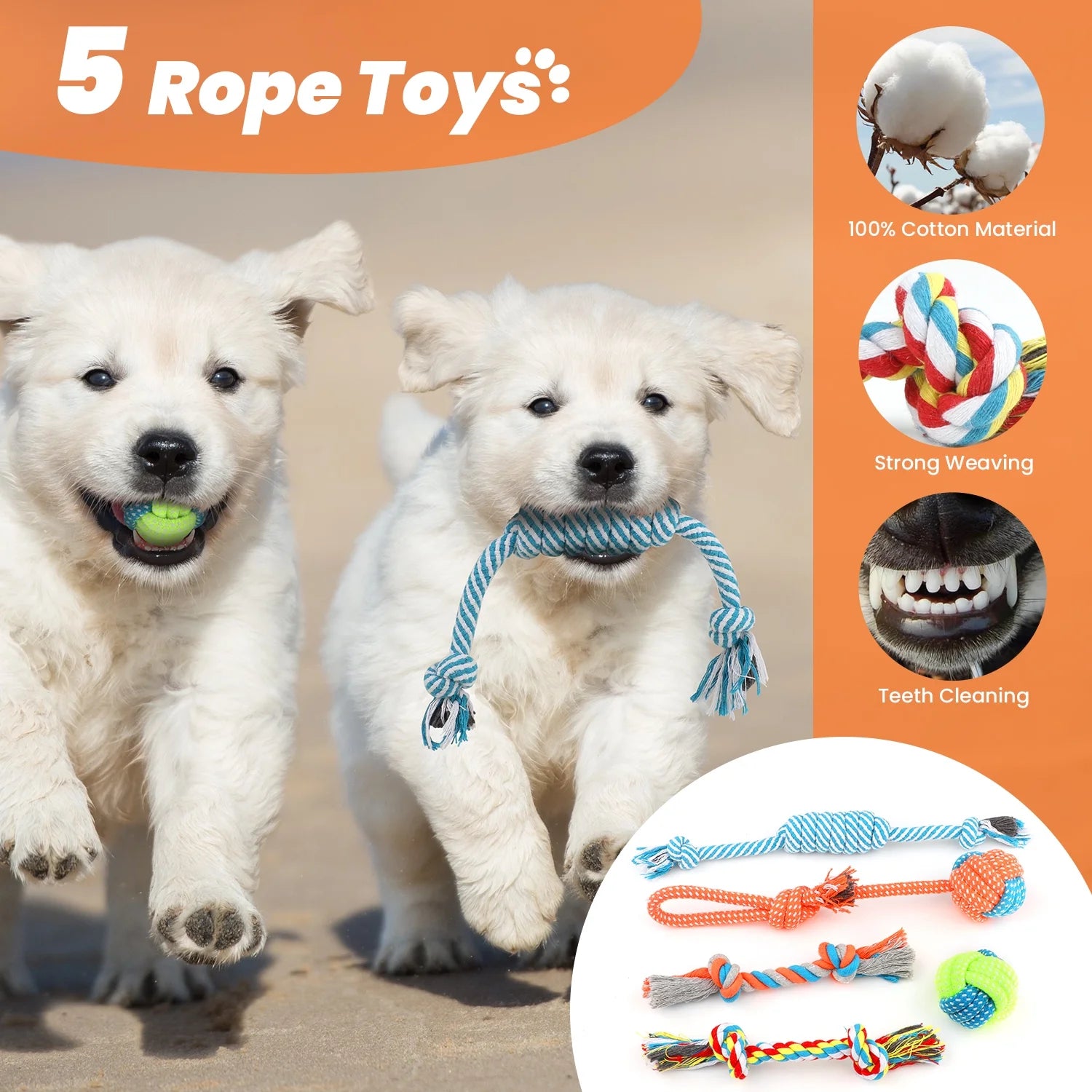 Small Dog Toy Set: 10-Pack of Plush Chew Toys, Squeaky Toys, Treat Balls, and Rope Toys for Teething and Training