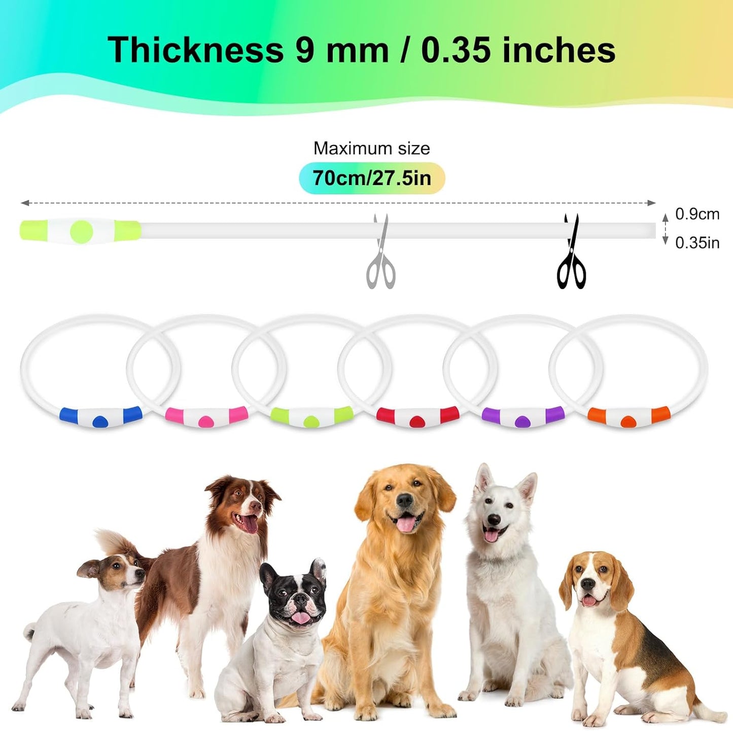 Rechargeable Waterproof LED Dog Collar - Adjustable Lighted Pet Collar for Small, Medium, and Large Dogs (Green)