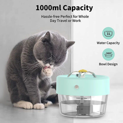 Automatic Cat Water Fountain with 1000mAh Battery, 35 Oz Capacity - Blue