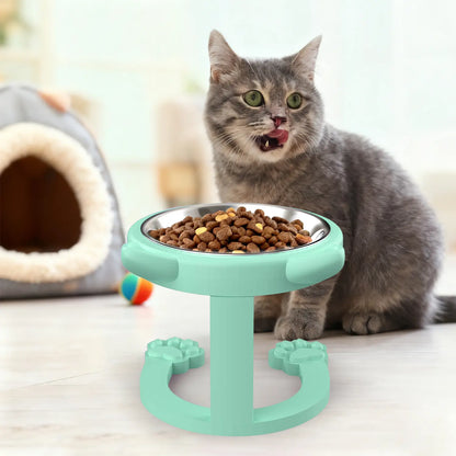 Elevated Tilted Cat Bowl - 316 Stainless Steel Raised Feeder with Anti-Slip Paw Stand, Whisker-Friendly Design, Easy to Clean Portable Feeding Dish for Senior Cats and Small Puppies