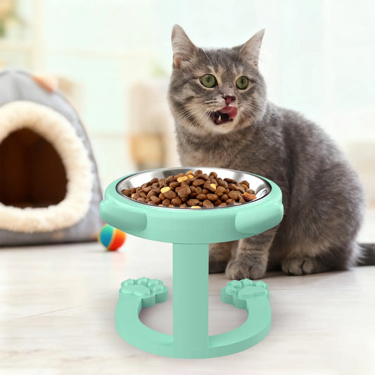 Elevated Tilted Cat Bowl - 316 Stainless Steel Raised Feeder with Anti-Slip Paw Stand, Whisker-Friendly Design, Easy to Clean Portable Feeding Dish for Senior Cats and Small Puppies