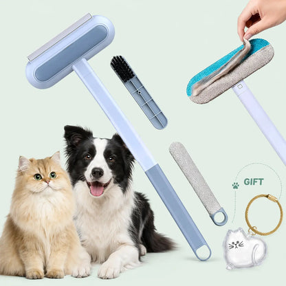 Enhanced Pet Hair Removal Brush with Extended Handle, Versatile Lint Cleaning Tool for Furniture, Bedding, Clothing, and Vehicle Interiors