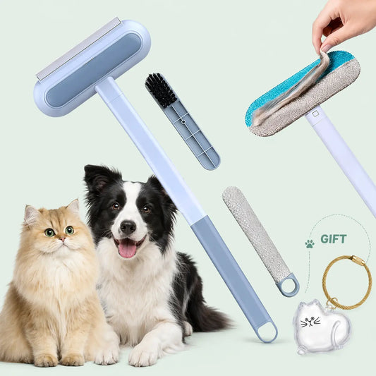 Enhanced Pet Hair Removal Brush with Extended Handle, Versatile Lint Cleaning Tool for Furniture, Bedding, Clothing, and Vehicle Interiors