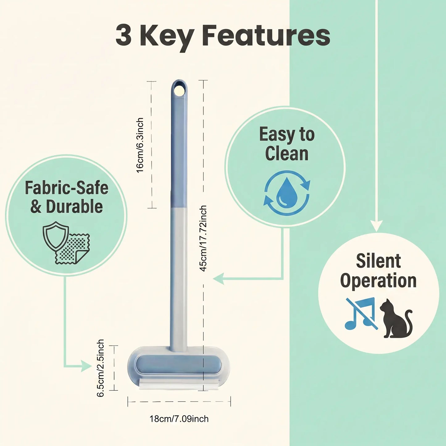 Enhanced Pet Hair Removal Brush with Extended Handle, Versatile Lint Cleaning Tool for Furniture, Bedding, Clothing, and Vehicle Interiors